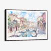 00 - Framed Venice Italy Canals Watercolor Art - Horizontal Canvas Print - Main.jpg