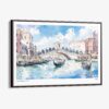 00 - Framed Venice Italy Rialto Bridge Watercolor Art - Horizontal Canvas Print - Main.jpg