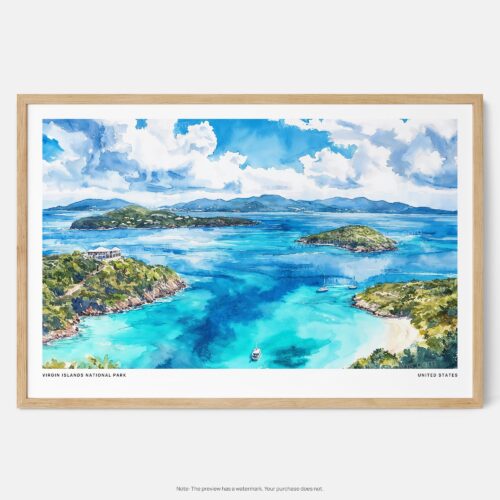 00 - Framed Virgin Islands National Park Watercolor - Horizontal Art Print - Main.jpg