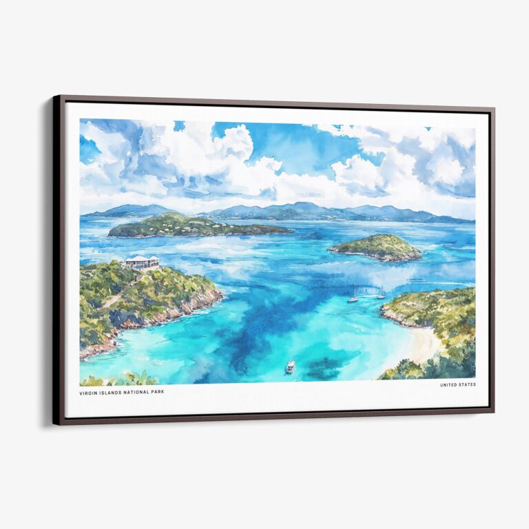 00 - Framed Virgin Islands National Park Watercolor - Horizontal Canvas Print - Main.jpg