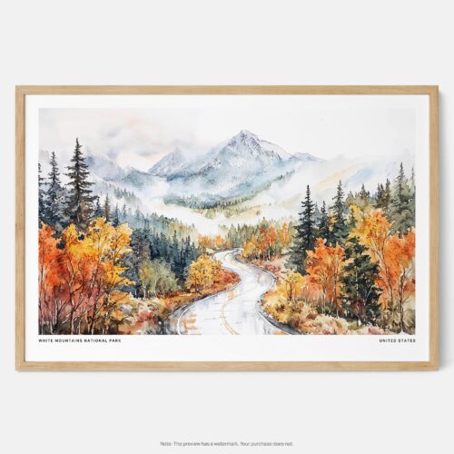 00 - Framed White Mountains National Park Watercolor - Horizontal Art Print - Main.jpg