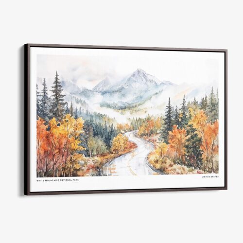 00 - Framed White Mountains National Park Watercolor - Horizontal Canvas Print - Main.jpg