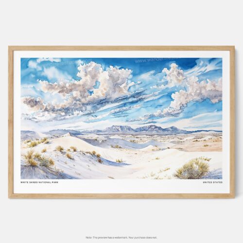 00 - Framed White Sands National Park Watercolor - Horizontal Art Print - Main.jpg