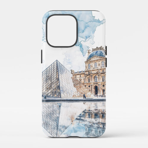 00 - France Louvre Watercolor Art Phone Case - Main.jpg