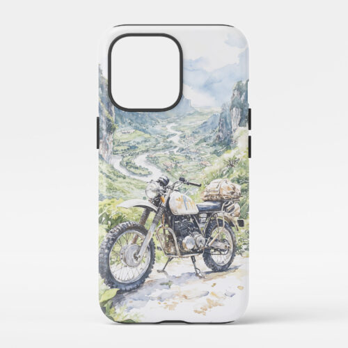 00 - Ha Giang Loop Motorbike Watercolor Art Phone Case - Main.jpg