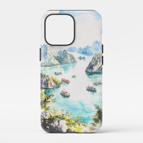 00 - Ha Long Bay Vietnam Watercolor Art Phone Case - Main.jpg