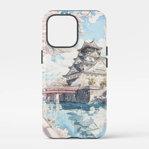 00 - Japan Osaka Castle Watercolor Art Phone Case - Main.jpg