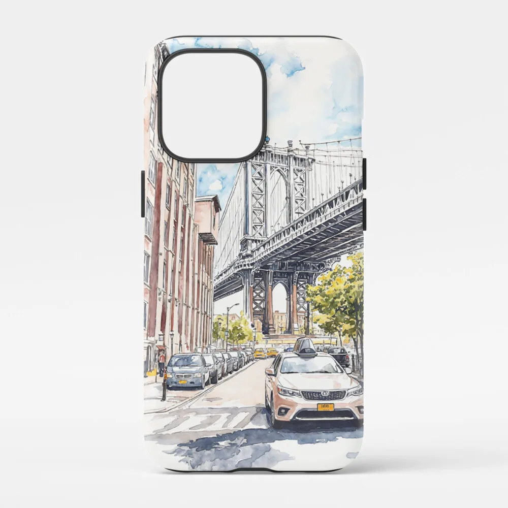00 - Manhattan Bridge - Watercolor Art Phone Case - Main.jpg