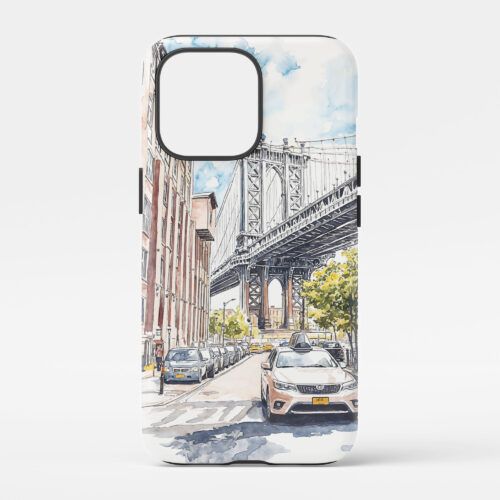 00 - Manhattan Bridge - Watercolor Art Phone Case - Main.jpg