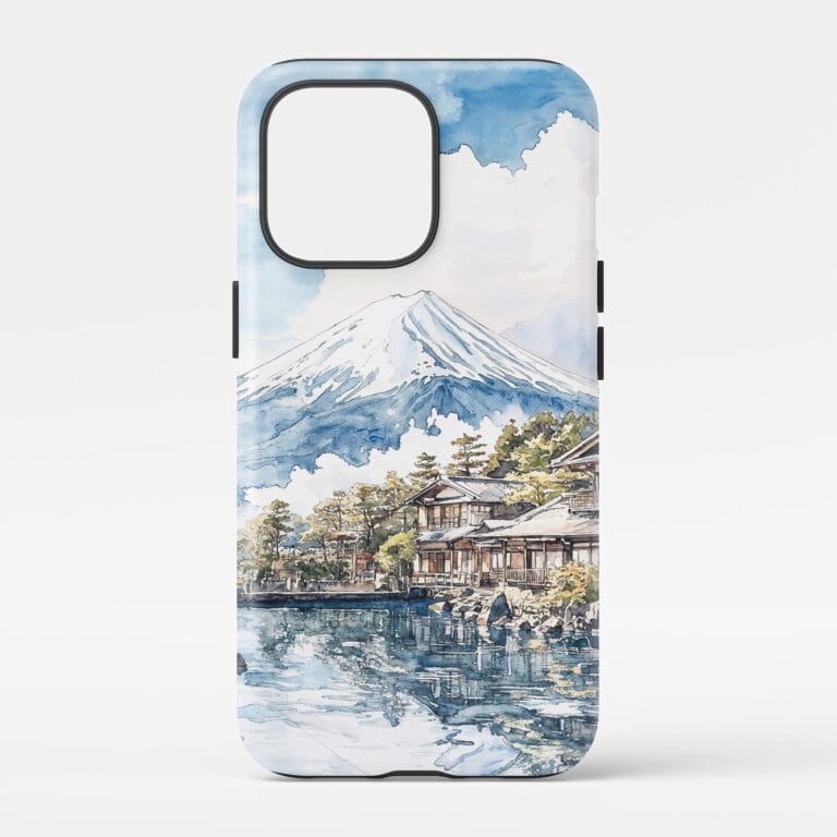 00 - Mount Fuji from Oshino Watercolor Art Phone Case - Main.jpg