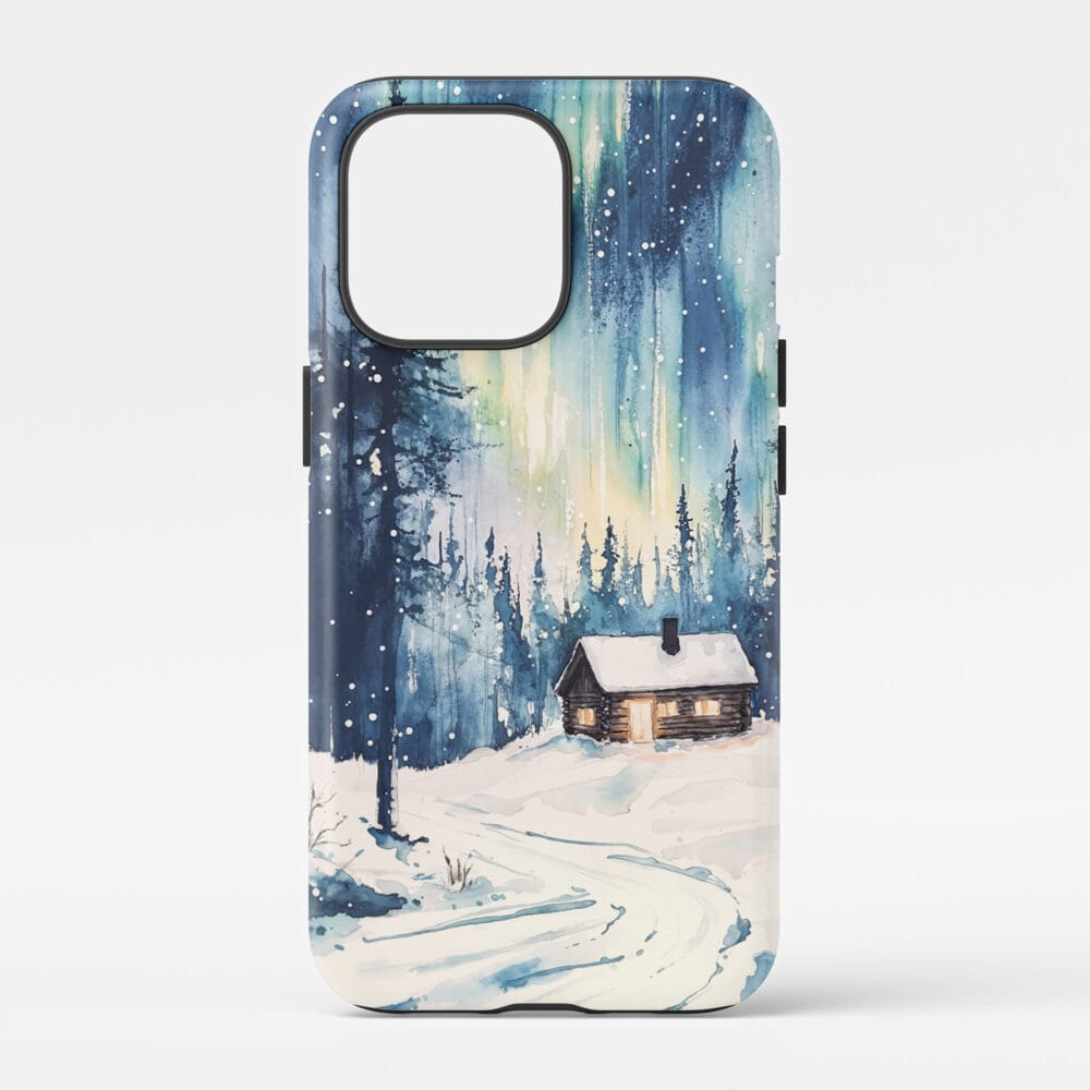 00 - Nothern Lights Finland Watercolor Art Phone Case - Main.jpg