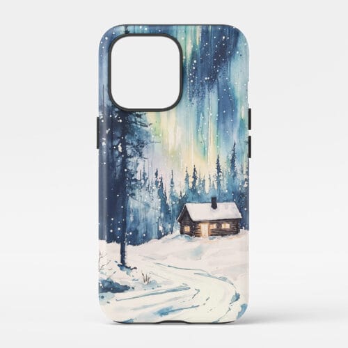 00 - Nothern Lights Finland Watercolor Art Phone Case - Main.jpg