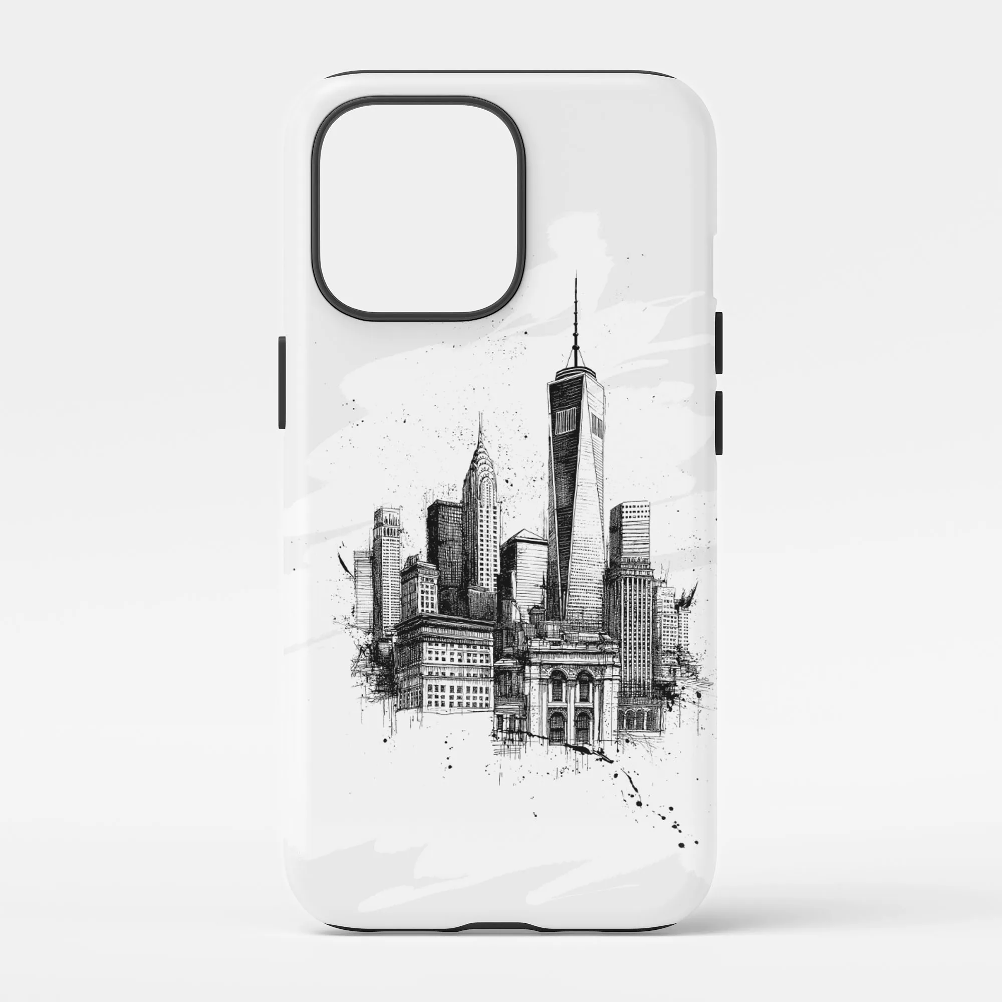 One World Trade Center Phone Case – NYC Skyline Pencil Drawing Art Cover