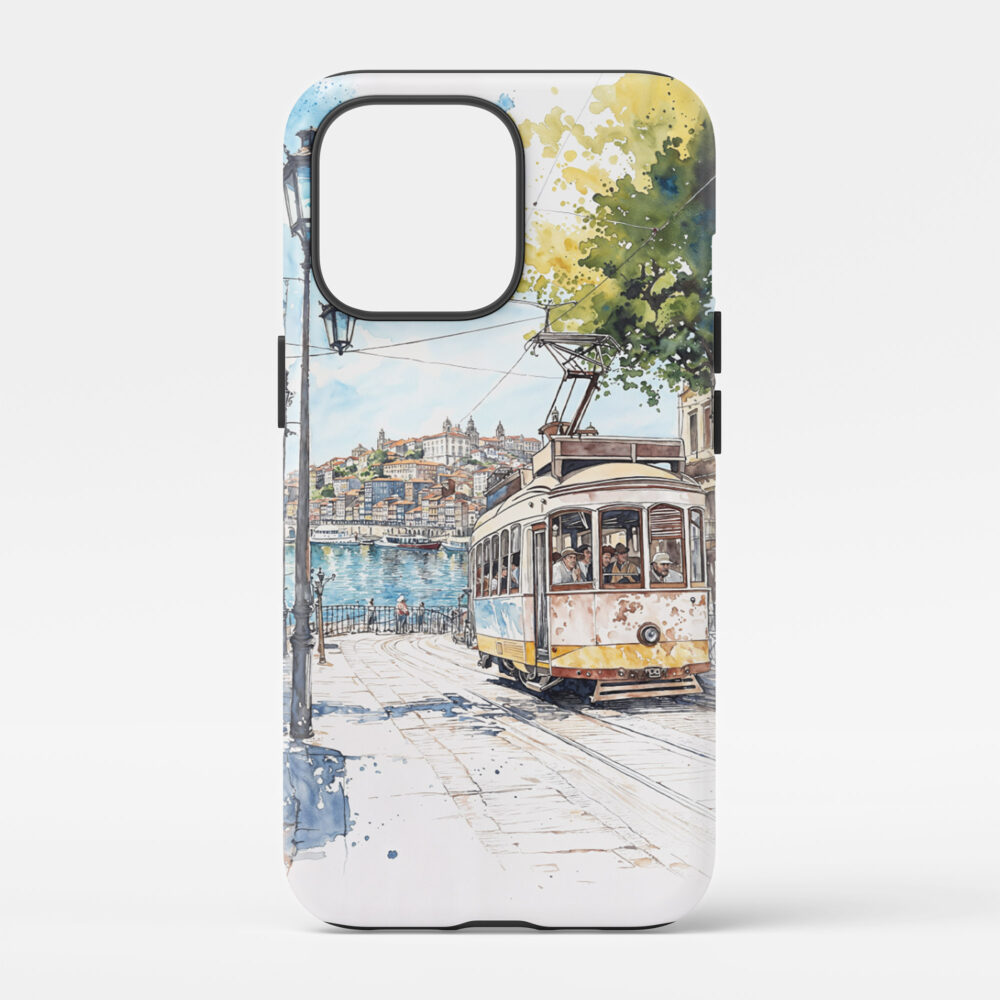 00 - Porto Tram Art - Watercolor Art Phone Case - Main.jpg