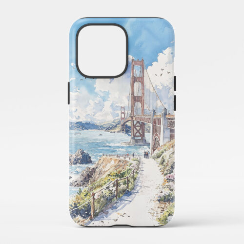00 - San Francisco Golden Gate Bridge - Watercolor Art Phone Case - Main.jpg