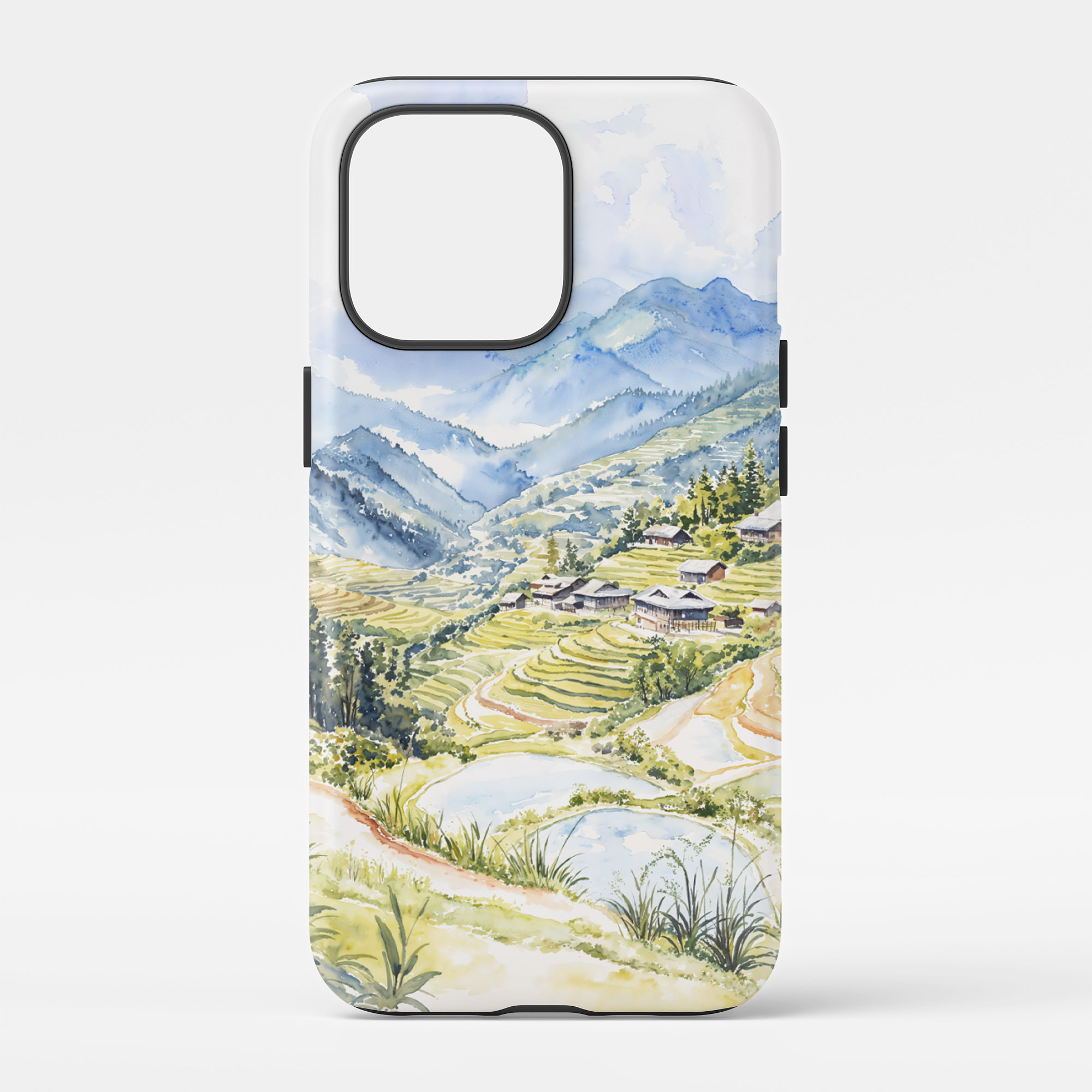 Sapa Vietnam Watercolor Art Phone Case – Scenic Landscape Cover for Nature Enthusiasts