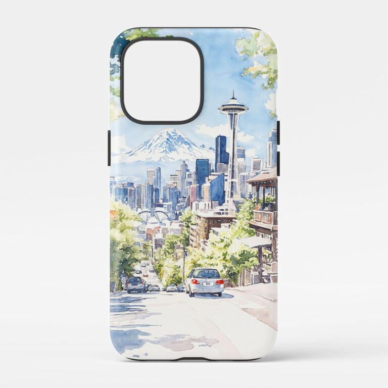 00 - Seattle Skyline - Watercolor Art Phone Case - Main.jpg