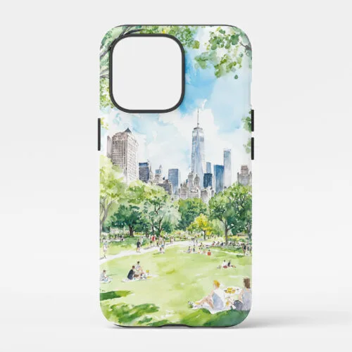 00 - Summer in New York Central Park Watercolor Art Phone Case - Main.jpg