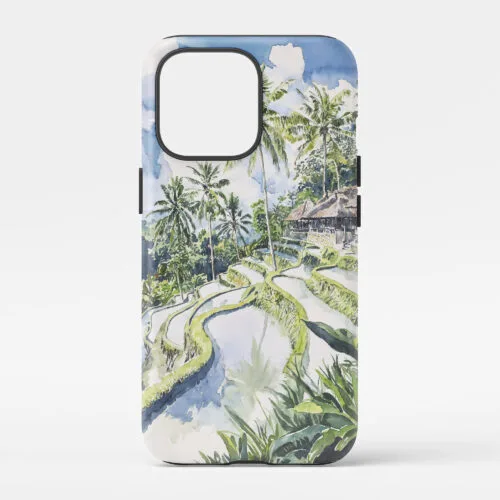 00 - Tegallalang Rice Terrace Ubud Bali Watercolor Art Phone Case - Main.jpg