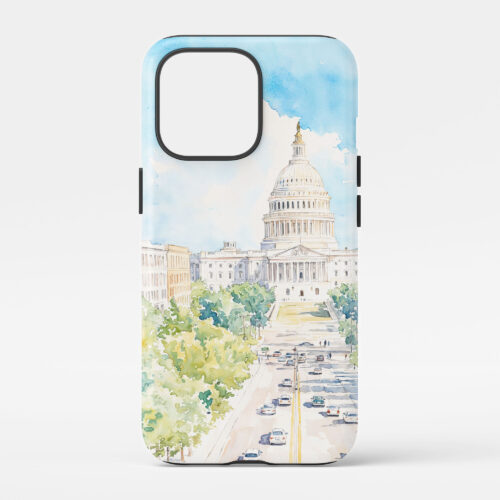 00 - Washington DC Watercolor Art Phone Case - Main.jpg