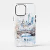 00 - White Christmas Central Park New York Watercolor Art Phone Case - Main.jpg