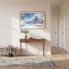 01 - A Framed Chicago Skyline Watercolor Art - Horizontal Art Print hanging in Hallway.jpg
