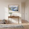 01 - A Framed Crater Lake National Park Watercolor - Horizontal Art Print hanging in Hallway.jpg