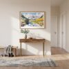 01 - A Framed Maroon Bells Aspen CO Watercolor - Horizontal Art Print hanging in Hallway.jpg
