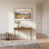01 - A Framed Mount Rainier National Park Watercolor - Horizontal Art Print hanging in Hallway.jpg