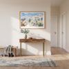 01 - A Framed Santorini Watercolor Art - Horizontal Art Print hanging in Hallway.jpg