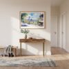 01 - A Framed Seattle Skyline Watercolor Art - Horizontal Art Print hanging in Hallway - Horizontal.jpg