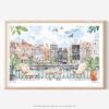01 - A Morning in Amsterdam Watercolor Art - Horizontal Art - Digital Download - Main.jpg