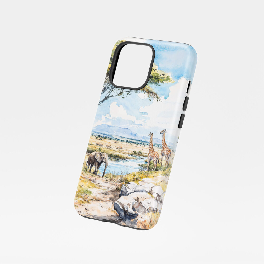 01 - Africa Serengeti Watercolor Art Phone Case - Floating.jpg 01 - Africa Serengeti Watercolor Art Phone Case - Floating.jpg