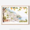 01 - Amalfi Coast with Lemon Trees Watercolor Art - Horizontal Art - Digital Download - Main.jpg