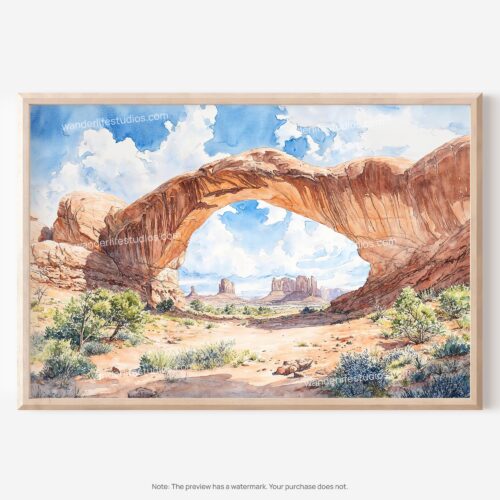 01 - Arches National Park Watercolor - Horizontal Art - Digital Download - Main.jpg