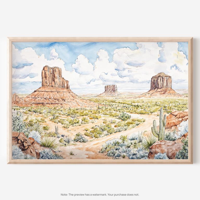 01 - Arizona Desert Watercolor - Horizontal Art - Digital Download - Main.jpg