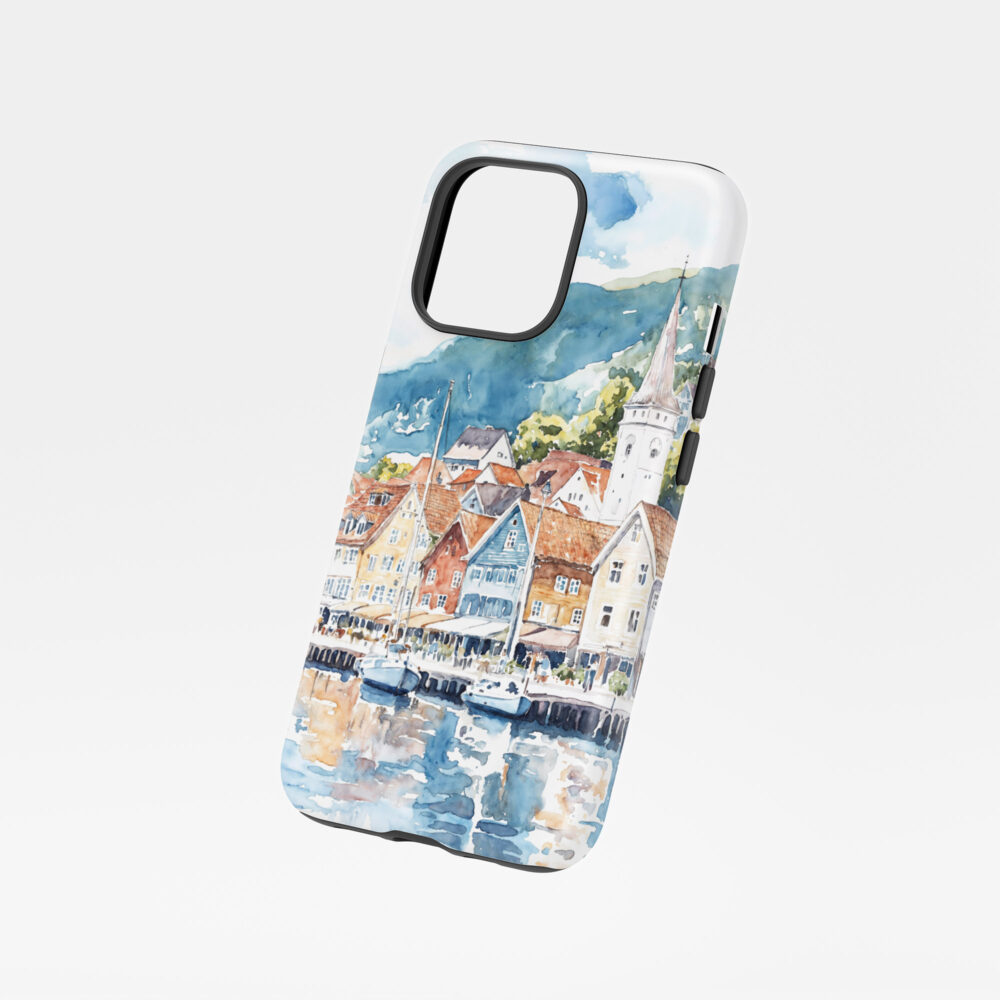 01 - Bergen Norway Watercolor Art Phone Case - Floating.jpg 01 - Bergen Norway Watercolor Art Phone Case - Floating.jpg