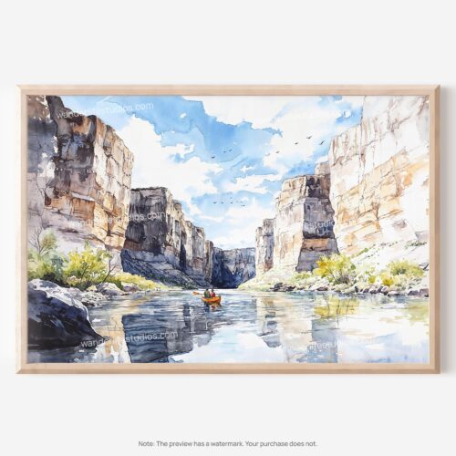 01 - Big Bend National Park Watercolor - Horizontal Art - Digital Download - Main.jpg