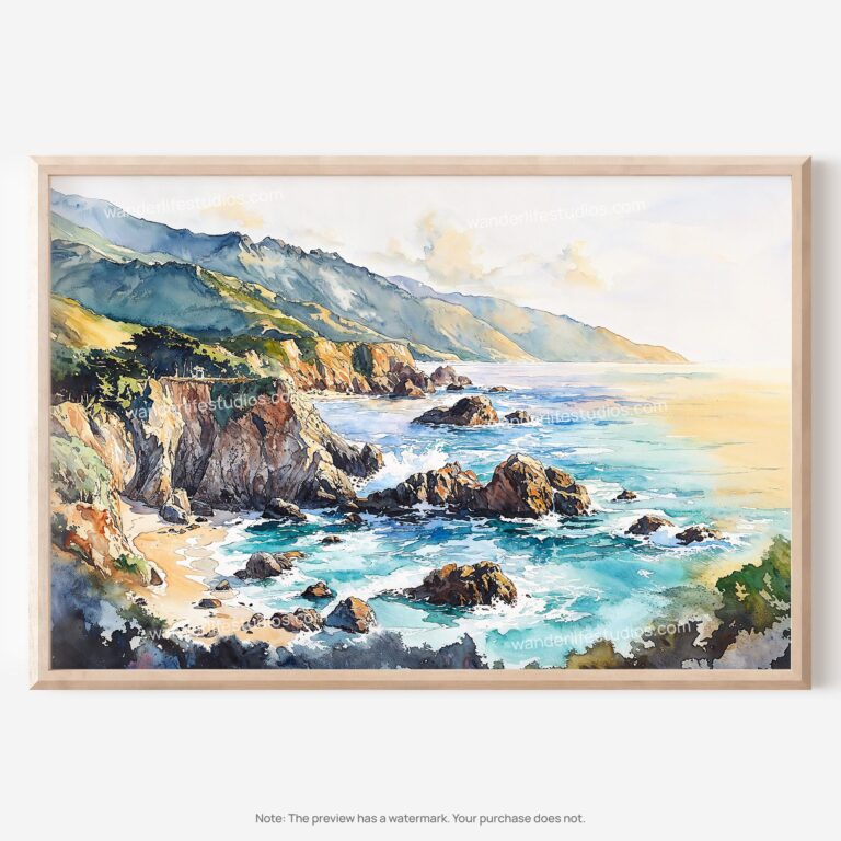 01 - Big Sur Watercolor - Horizontal Art - Digital Download - Main.jpg