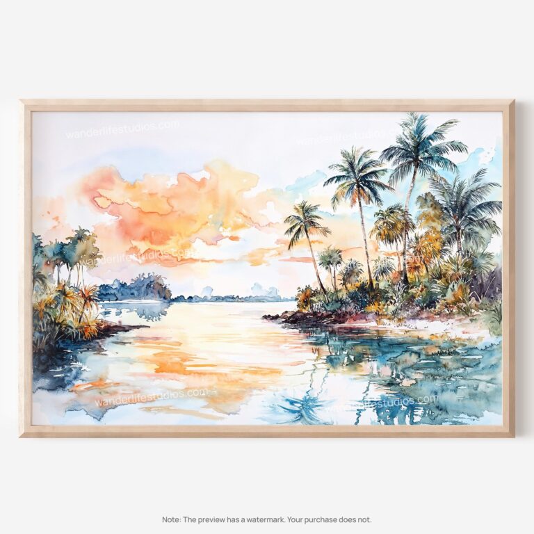 01 - Biscayne National Park Watercolor - Horizontal Art - Digital Download - Main.jpg