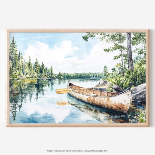 01 - Boundary Waters Watercolor - Horizontal Art - Digital Download - Main.jpg