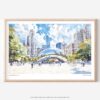01 - Chicago Cloud Gate Watercolor Art - Horizontal Art - Digital Download - Main.jpg