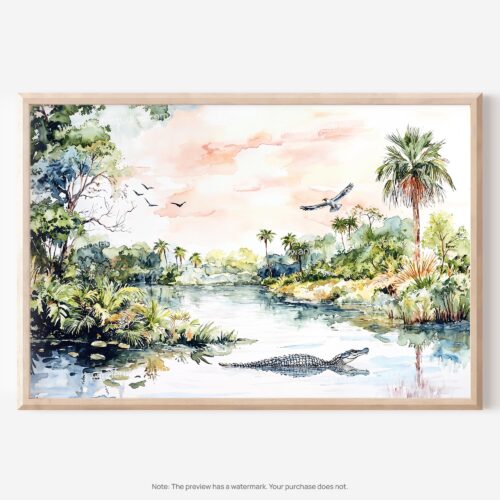 01 - Everglades National Park Watercolor - Horizontal Art - Digital Download - Main.jpg