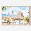 01 - Florence Cathedral Watercolor Art - Horizontal Art - Digital Download - Main.jpg