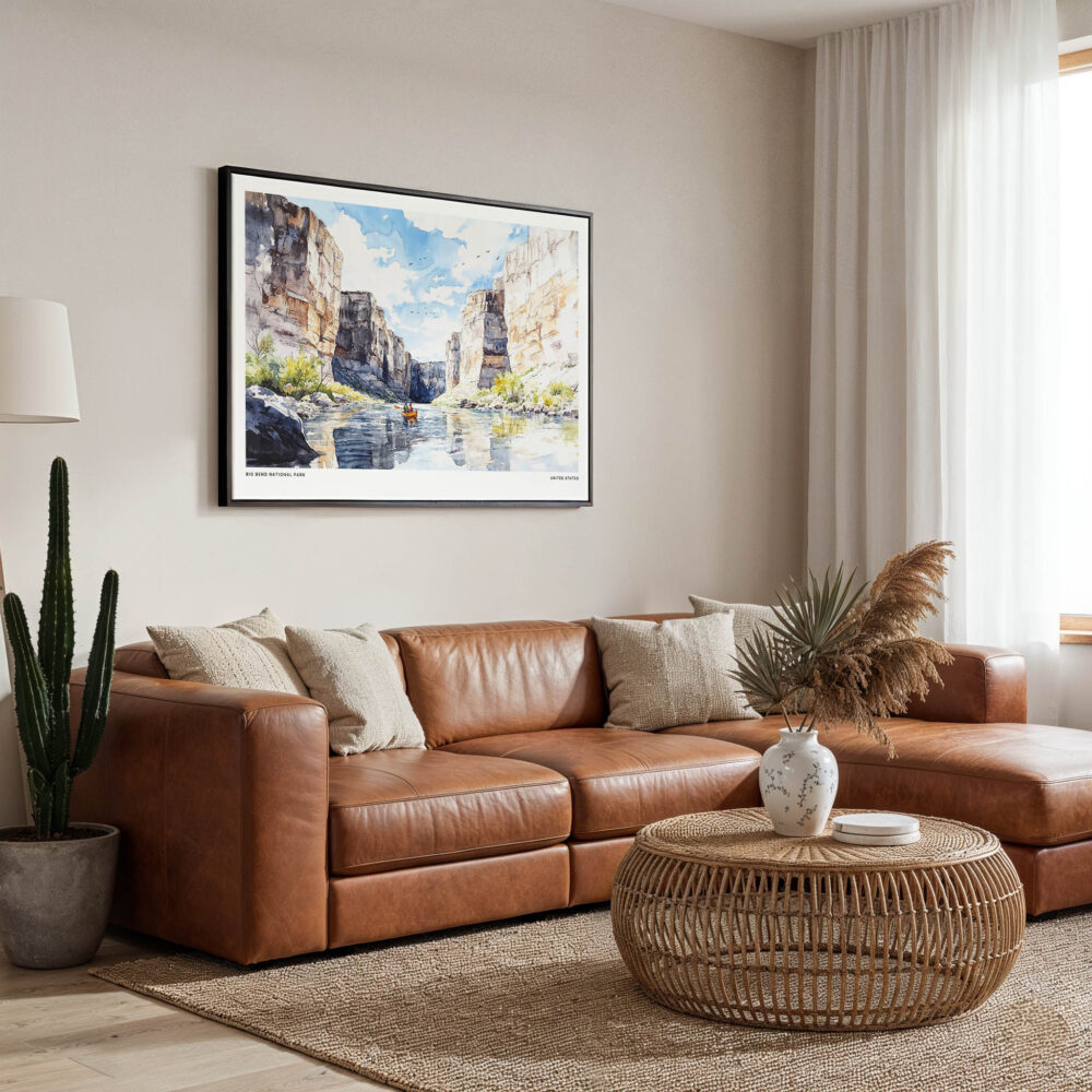 01 - Framed Big Bend National Park Watercolor - Horizontal Canvas Print - Boho Living Room.jpg 01 - Framed Big Bend National Park Watercolor - Horizontal Canvas Print - Boho Living Room.jpg