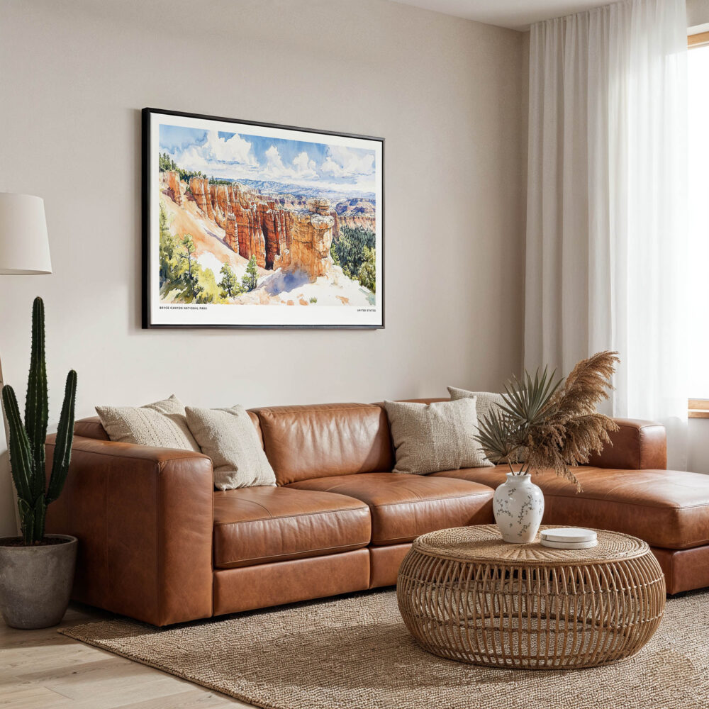 01 - Framed Bryce Canyon National Park Watercolor - Horizontal Canvas Print - Boho Living Room.jpg 01 - Framed Bryce Canyon National Park Watercolor - Horizontal Canvas Print - Boho Living Room.jpg