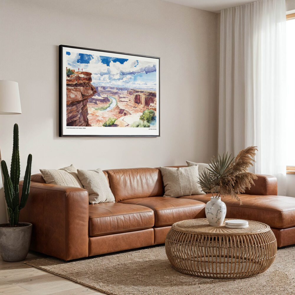 01 - Framed Canyonlands National Park Watercolor - Horizontal Canvas Print - Boho Living Room.jpg 01 - Framed Canyonlands National Park Watercolor - Horizontal Canvas Print - Boho Living Room.jpg