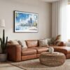 01 - Framed Chicago Skyline Watercolor Art - Horizontal Canvas Print - Boho Living Room.jpg