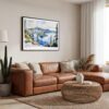 01 - Framed Crater Lake National Park Watercolor - Horizontal Canvas Print - Boho Living Room.jpg