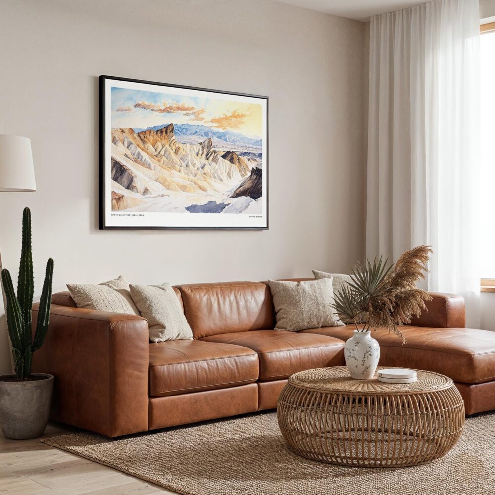01 - Framed Death Valley National Park Watercolor - Horizontal Canvas Print - Boho Living Room.jpg 01 - Framed Death Valley National Park Watercolor - Horizontal Canvas Print - Boho Living Room.jpg